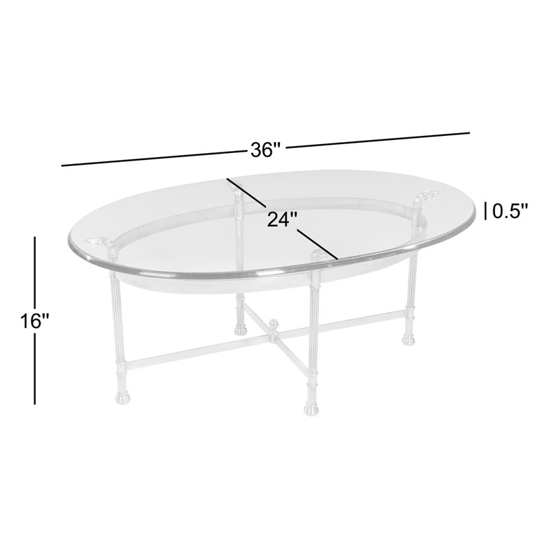 Oval Brass and Glass Coffee Table, 36" Wide