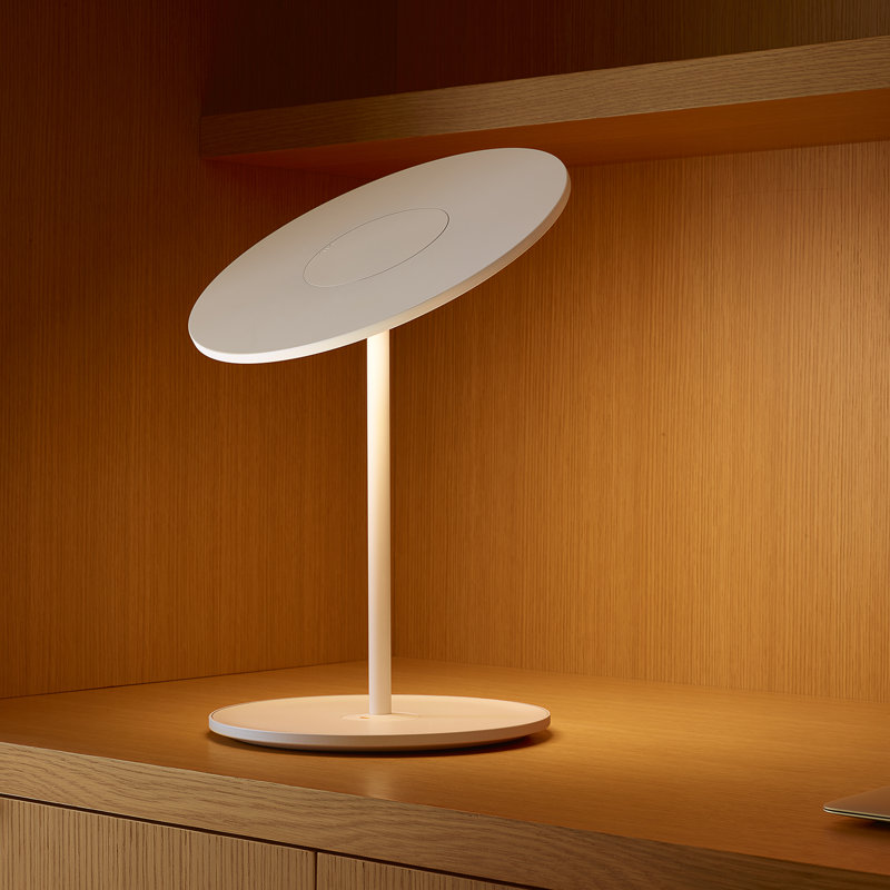 White Aluminum 12'' Modern Table Lamp with LED Light