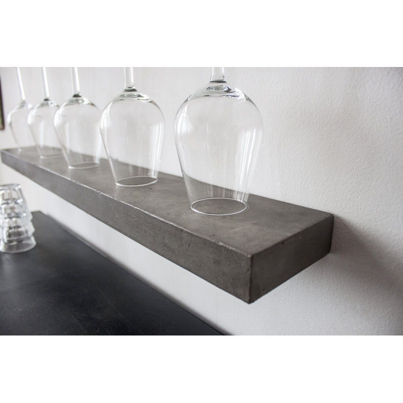 Large Rectangular Glossy Concrete Floating Shelf