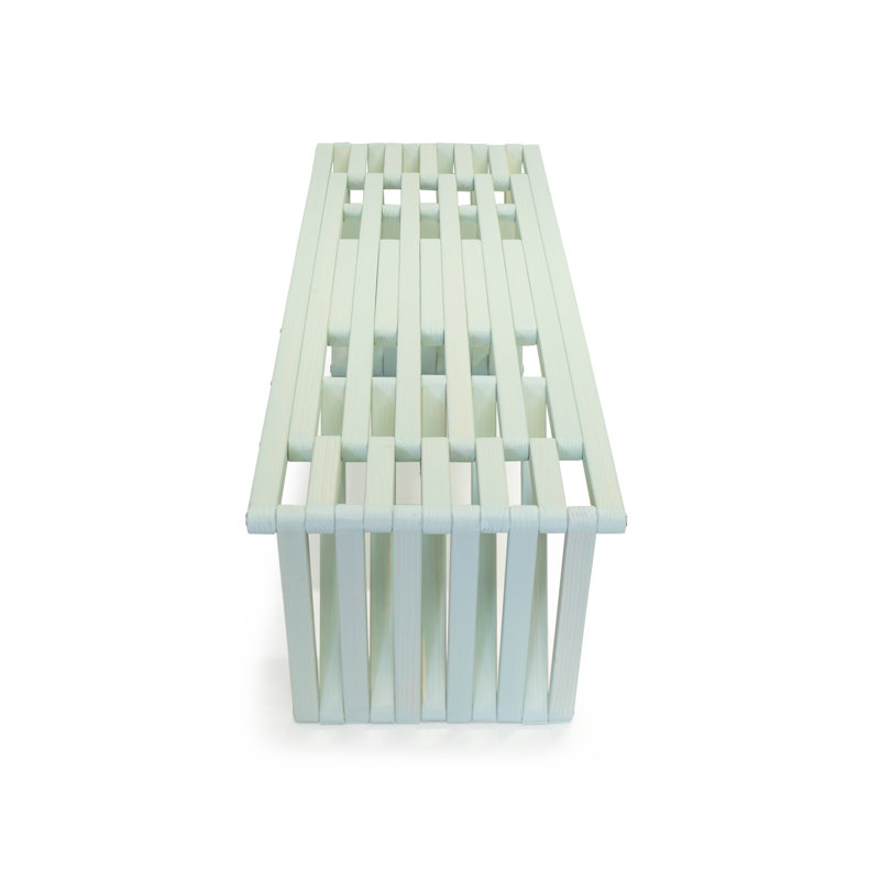 Harbor Green Pine and Stainless Steel Outdoor Bench