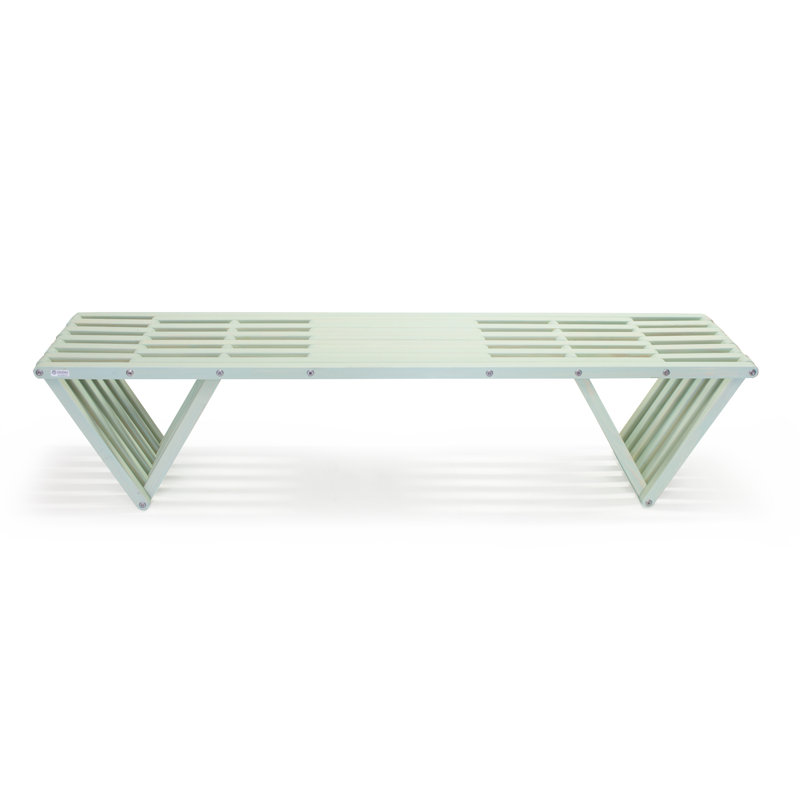 Harbor Green Pine and Stainless Steel Outdoor Bench