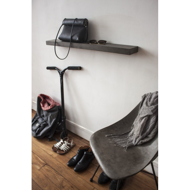 Large Rectangular Glossy Concrete Floating Shelf