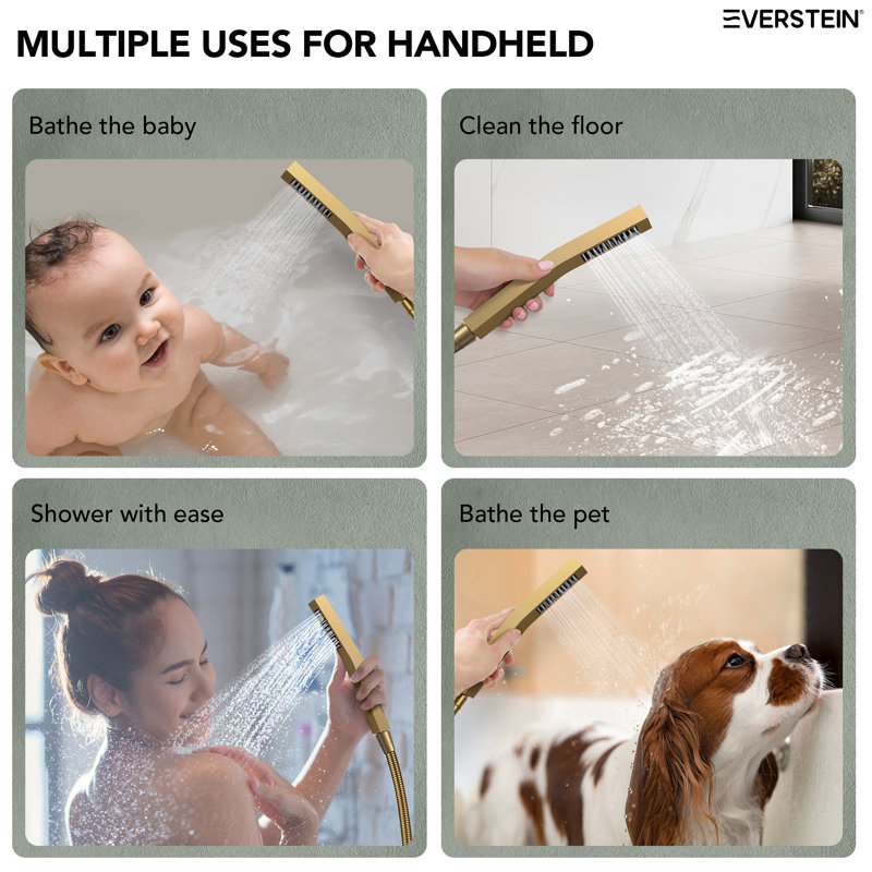 DualJetSpa 12" Gold Dual Shower Head with Body Jets
