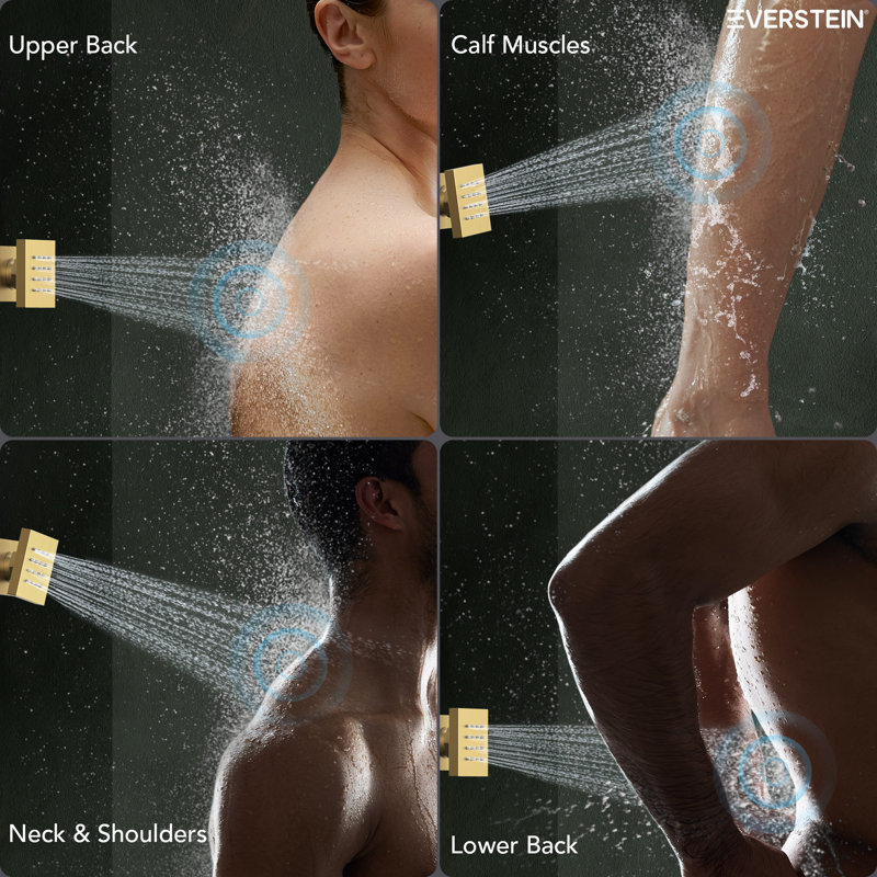 DualJetSpa 12" Gold Dual Shower Head with Body Jets