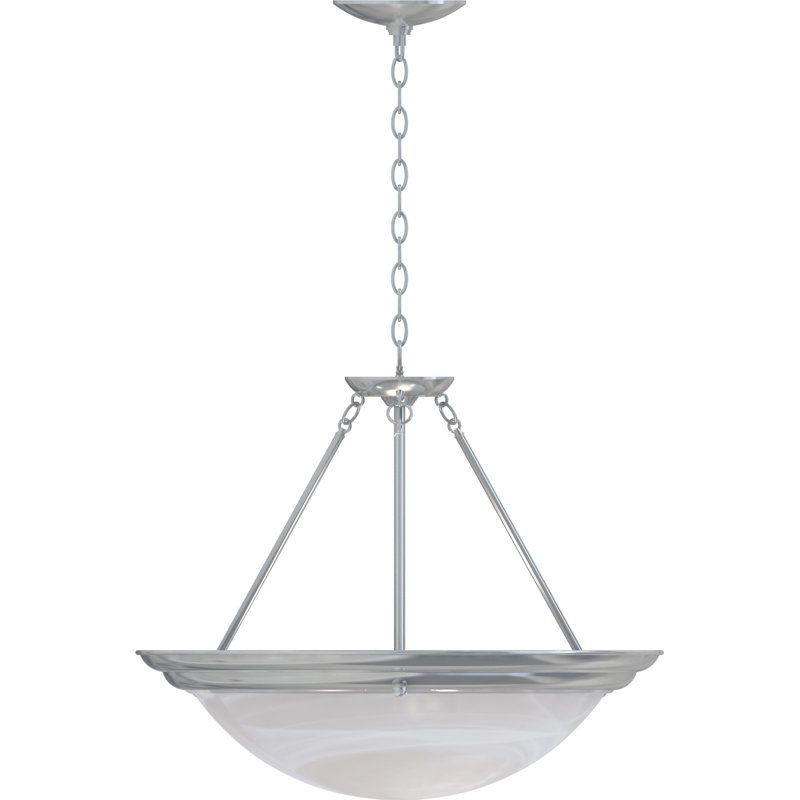 Lunar Brushed Nickel Alabaster Glass Bowl Pendant Light