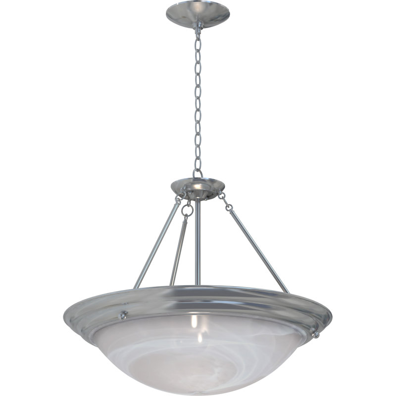 Lunar Brushed Nickel Alabaster Glass Bowl Pendant Light