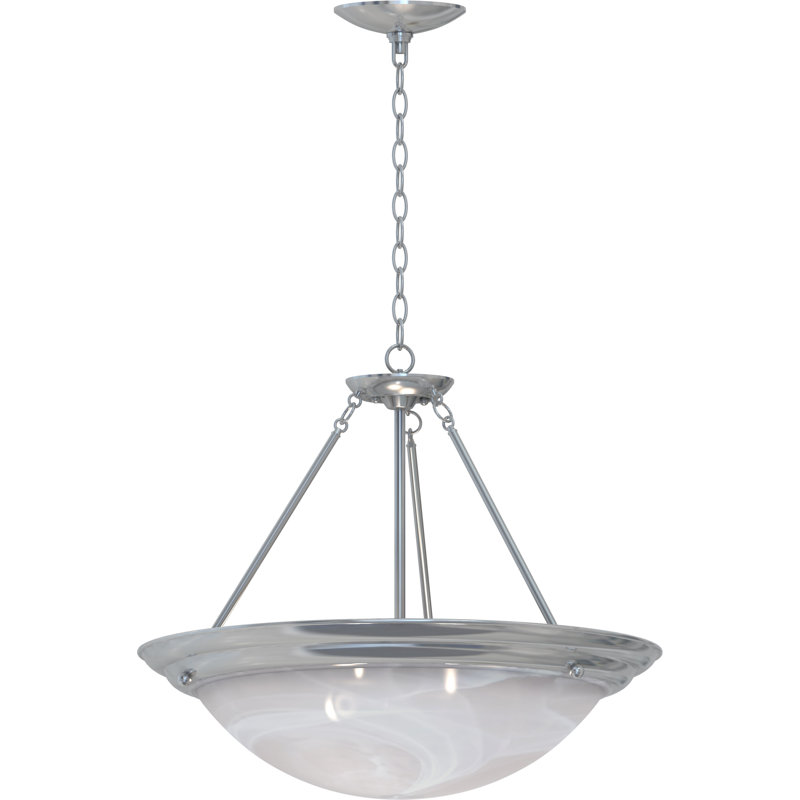 Lunar Brushed Nickel Alabaster Glass Bowl Pendant Light