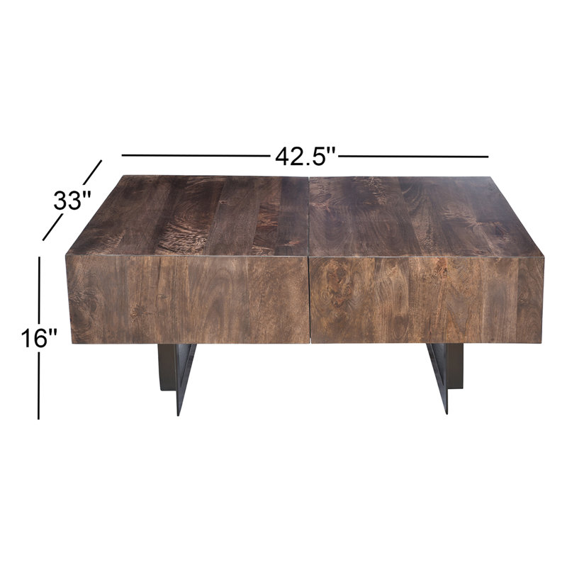 Glide Modern Extendable Coffee Table with Hidden Storage in Gray Olive
