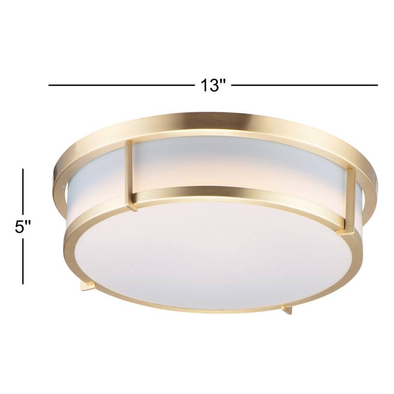Satin Brass and White Acrylic Modern Flush Mount Ceiling Light