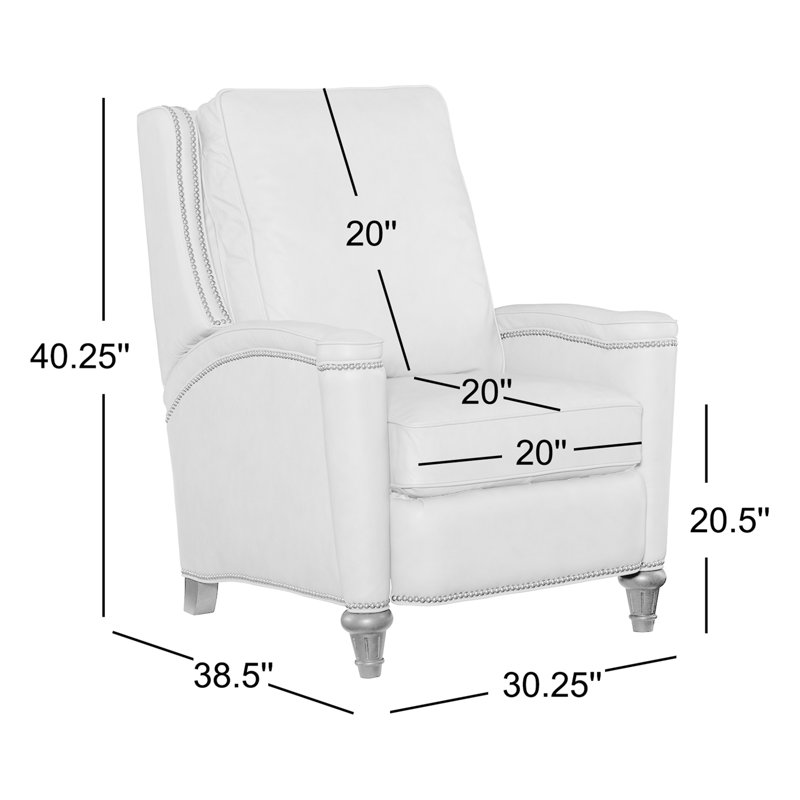 Handcrafted Beige Leather and Wood Traditional Recliner