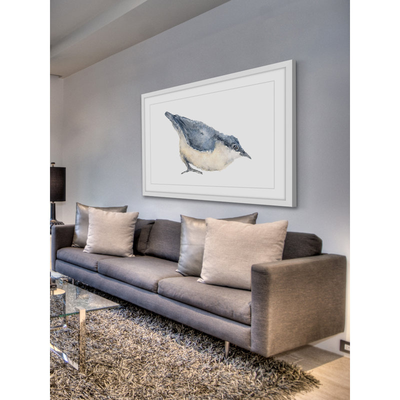 Nuthatch Bird Blue and Beige Canvas Print