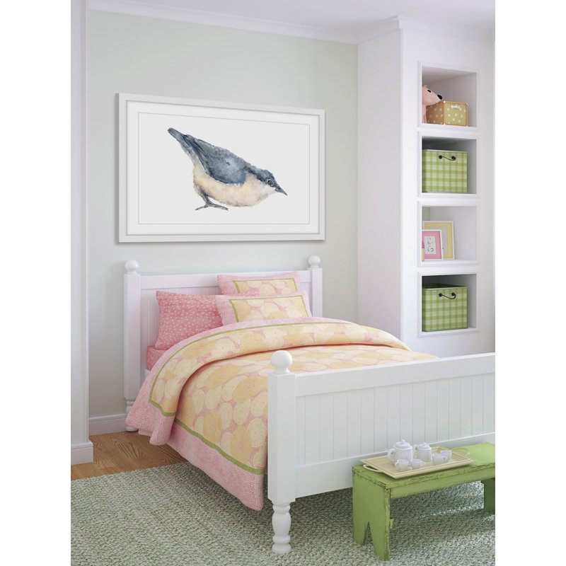 Nuthatch Bird Blue and Beige Canvas Print