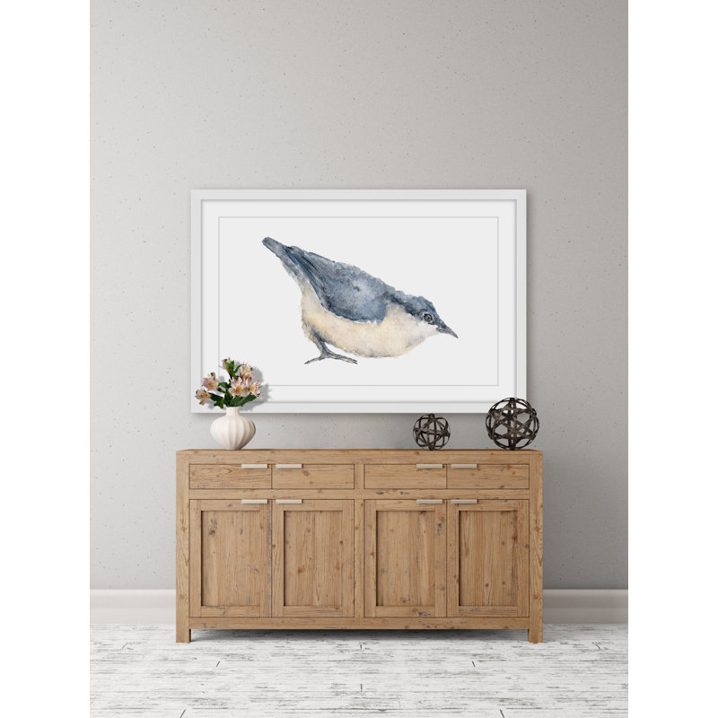Nuthatch Bird Blue and Beige Canvas Print
