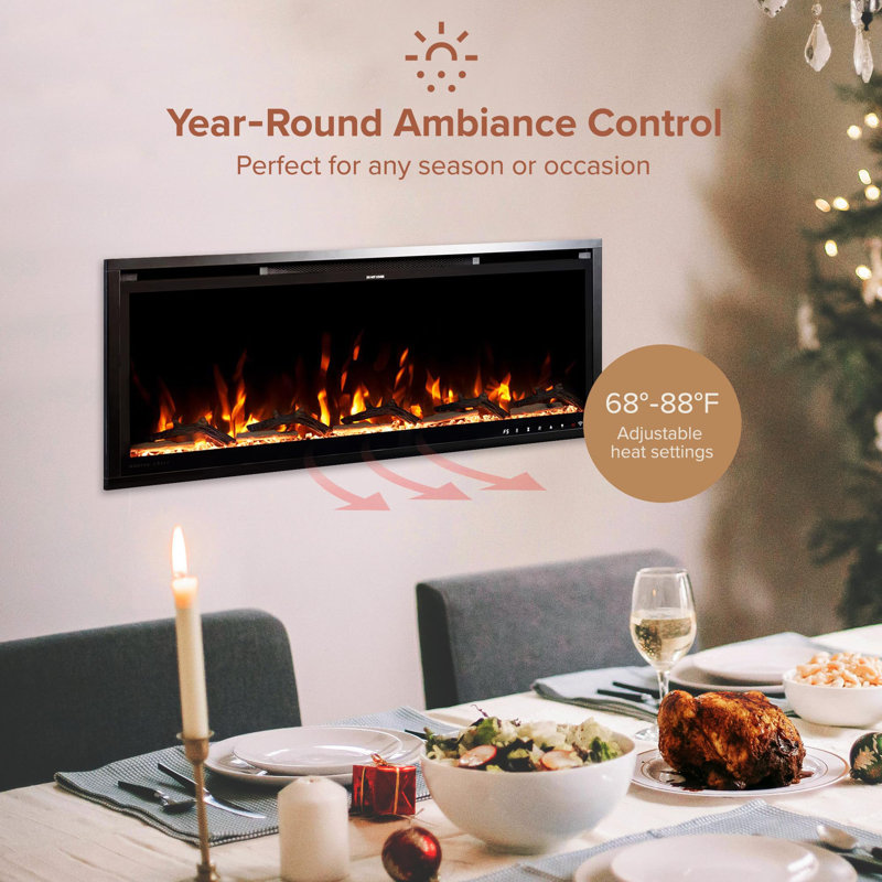 Aerus 42 Inch Black Painted Wall Mounted Electric Fireplace