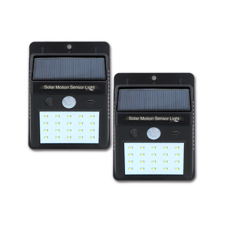 Black Solar Powered LED Motion Sensor Pathway Lights, 2-Pack