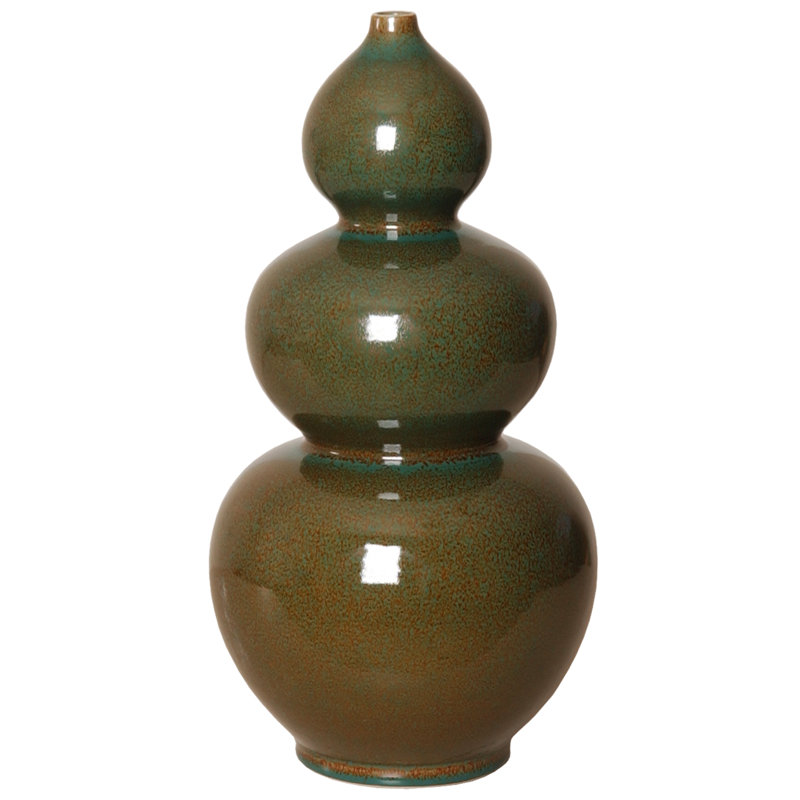 Amazon Green Triple Gourd Handcrafted Ceramic Table Vase