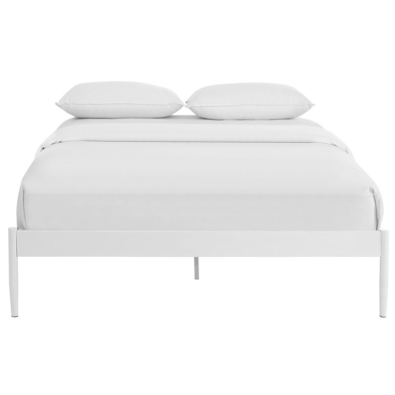 Elsie Minimalist Gray Queen Metal Frame Upholstered Bed with Slats