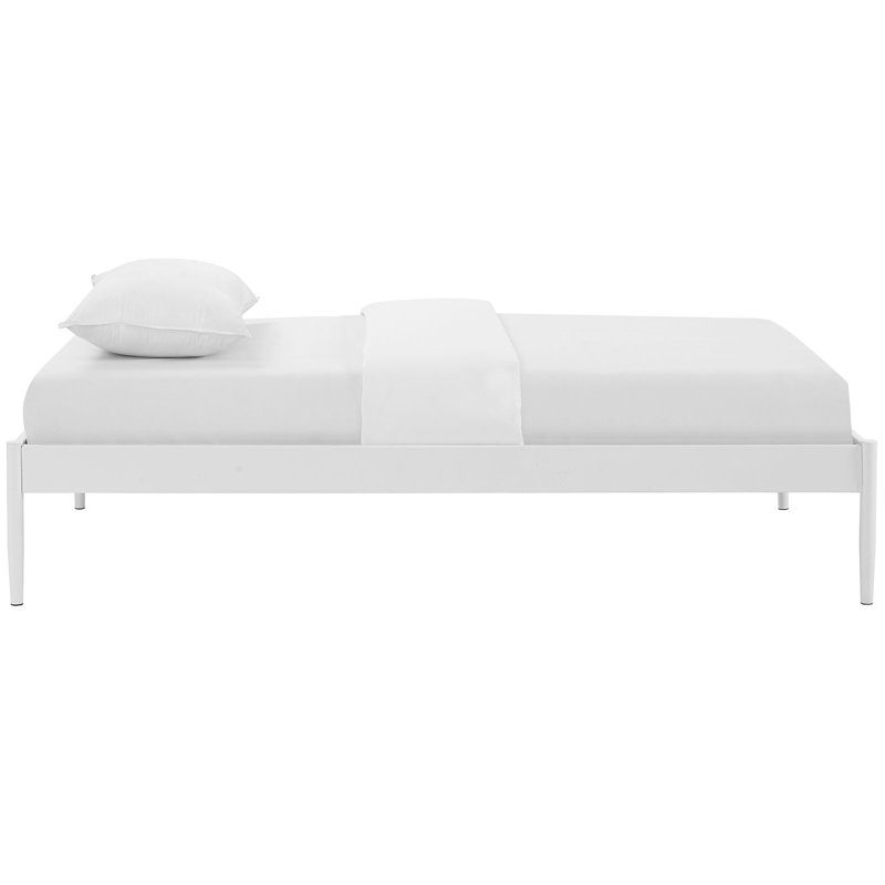 Elsie Modern Twin White Metal Frame Upholstered Bed with Slats