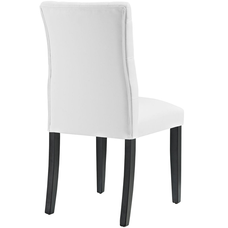 White Faux Leather Tufted Parsons Dining Chair