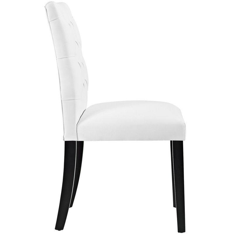 White Faux Leather Tufted Parsons Dining Chair