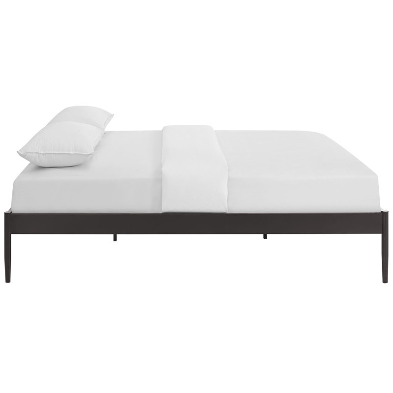 Elsie King-Sized Brown Metal Frame Bed with Upholstered Slats