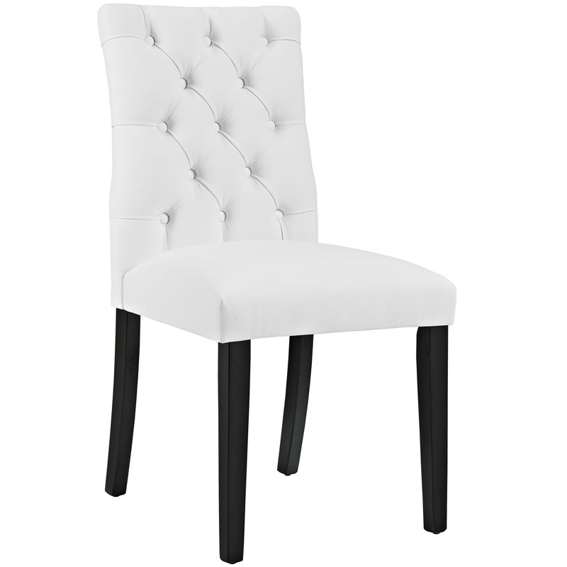 White Faux Leather Tufted Parsons Dining Chair