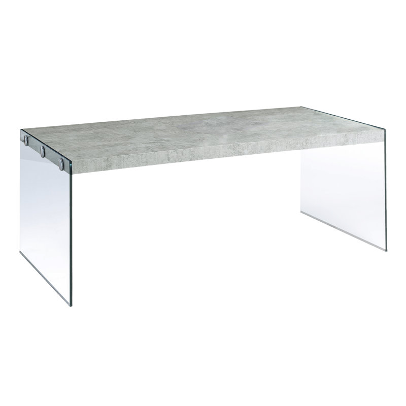 Gray Cement and Glass Rectangular Coffee Table