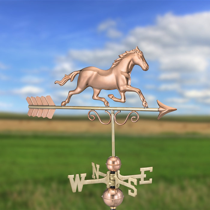 Colonial Homestead Polished Copper Galloping Horse Weathervane - 24"L