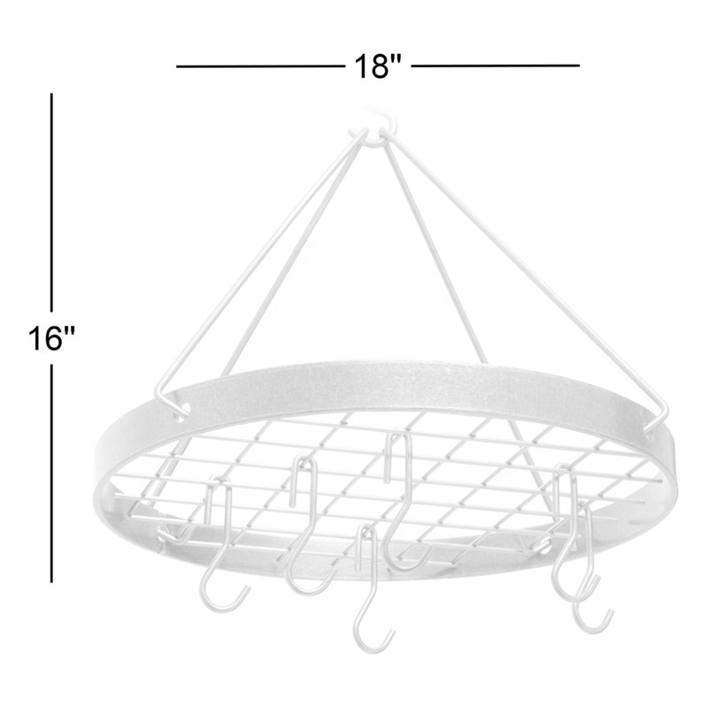 Hammered Steel Round Hanging Pot Rack with Hooks