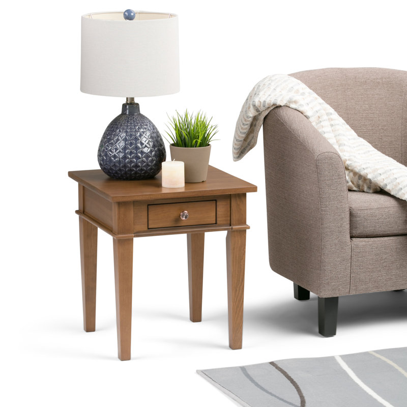Carlton Medium Saddle Brown Solid Wood End Table with Storage
