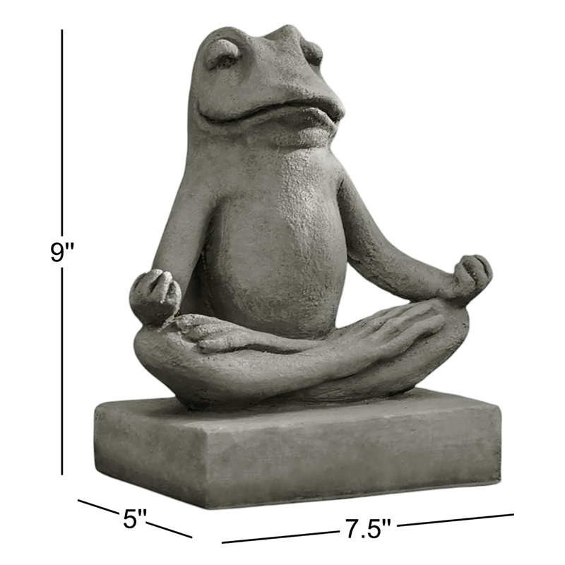 Handcrafted English Moss Concrete Zen Frog Statue