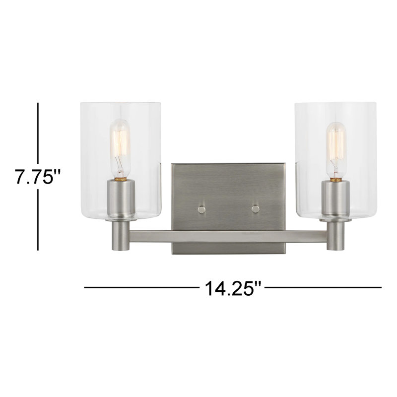 Brushed Nickel 2-Light Dimmable Cylinder Vanity Light