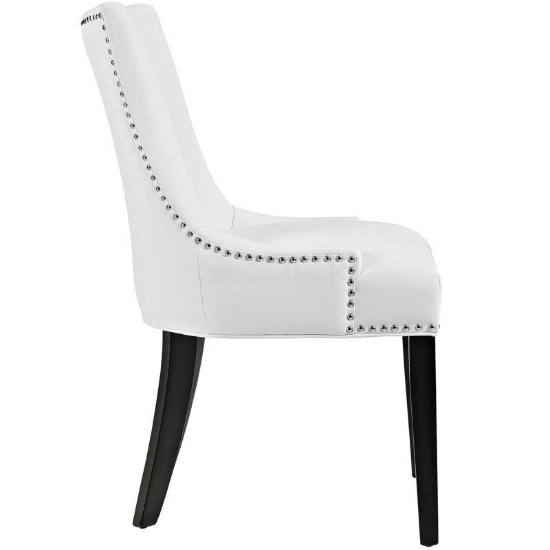 Elegance White Faux Leather Upholstered Side Chair with Nailhead Trim