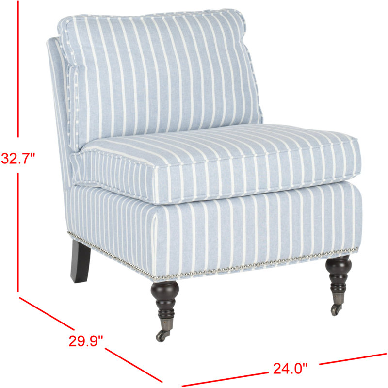 Blue and White Striped Linen Cotton Slipper Chair