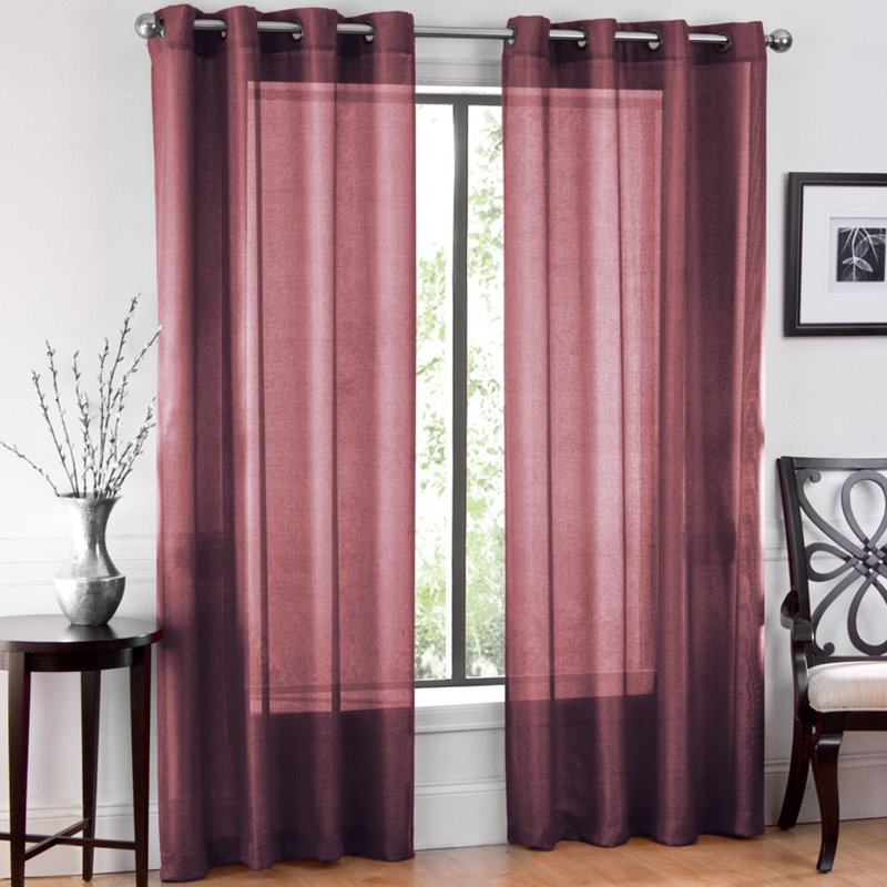 Plum Polyester Room-Darkening Grommet Curtain Panels