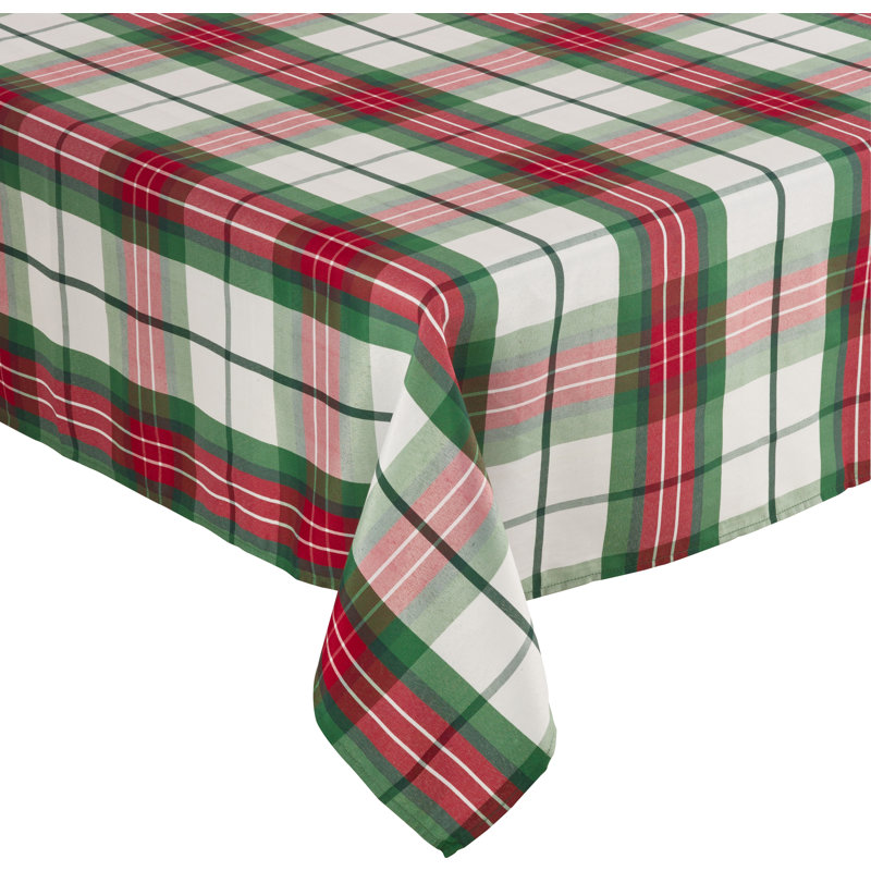 Festive Plaid 70" x 140" Rectangular Holiday Tablecloth