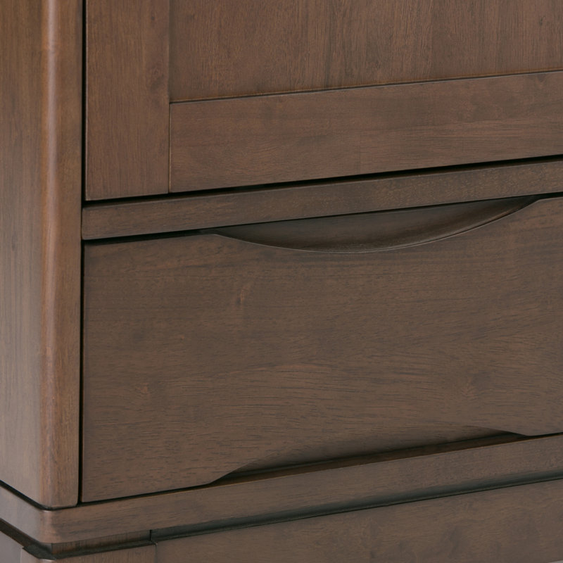 Harper Mid-Century Modern Walnut Brown Solid Hardwood Office Cupboard