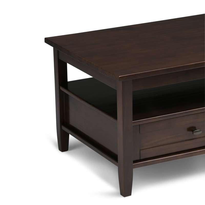 Tobacco Brown Rustic Rectangular Coffee Table with Storage