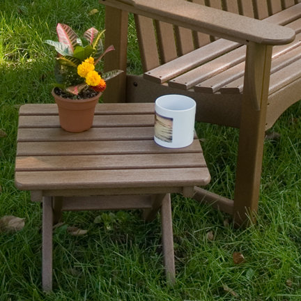Teak Square 18" Folding Recycled Plastic Side Table