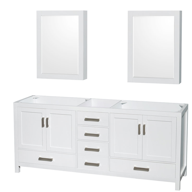 Sheffield 80'' White Double Bathroom Vanity with Marble Top