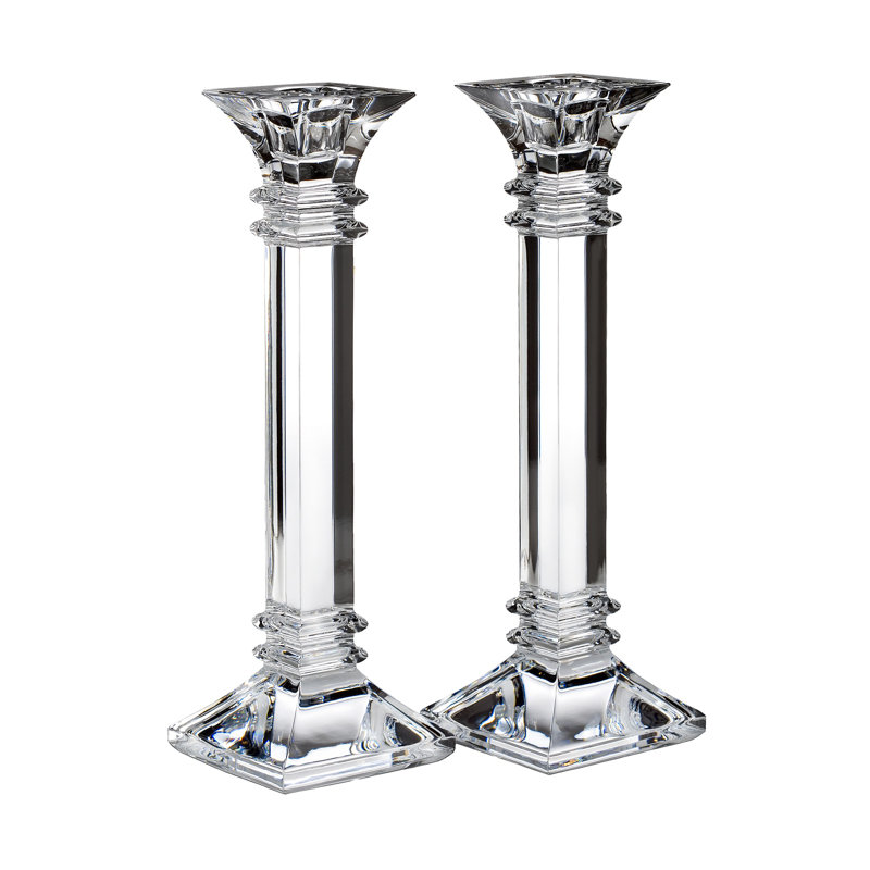 10" Clear Crystal Tabletop Candlestick Pair