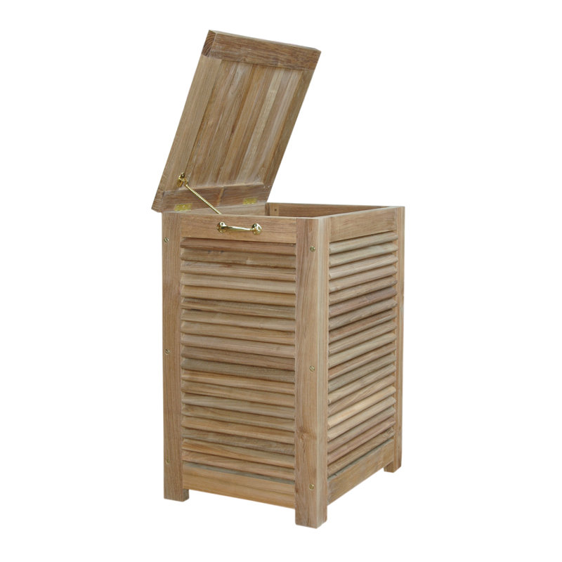 Amberly Teak Wood Ventilated Laundry Hamper