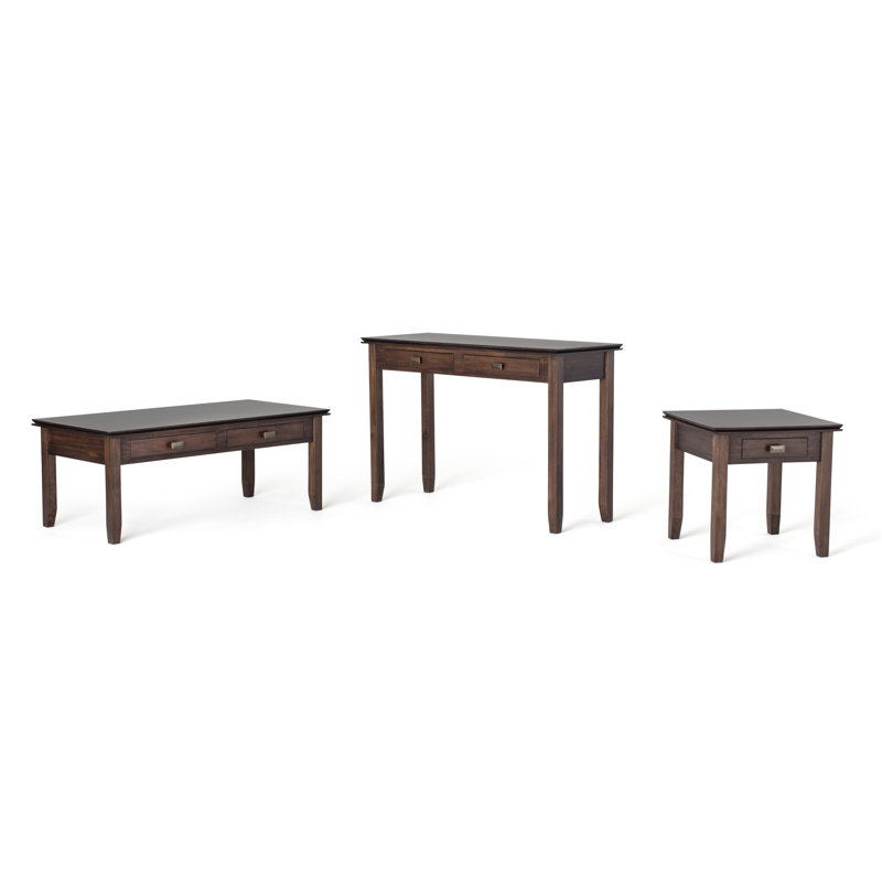 Natural Aged Brown Solid Wood End Table with Storage