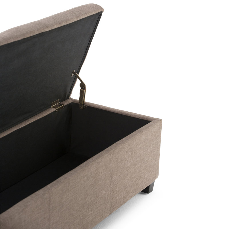 Fawn Brown Polyester Rectangular Storage Ottoman with Edge Stitching