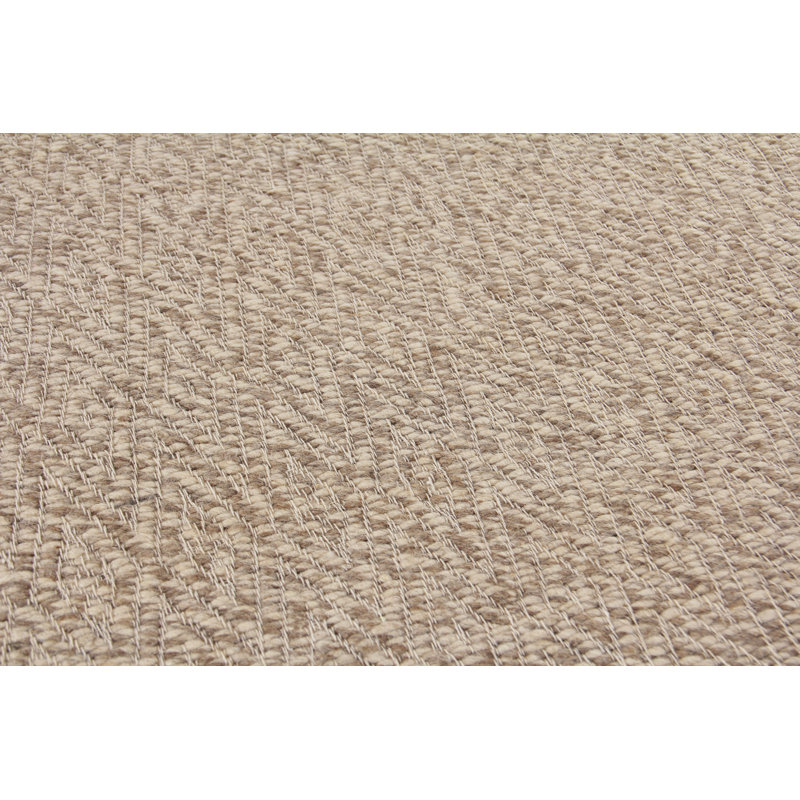 Handcrafted Geometric Beige Wool 8' x 10' Area Rug