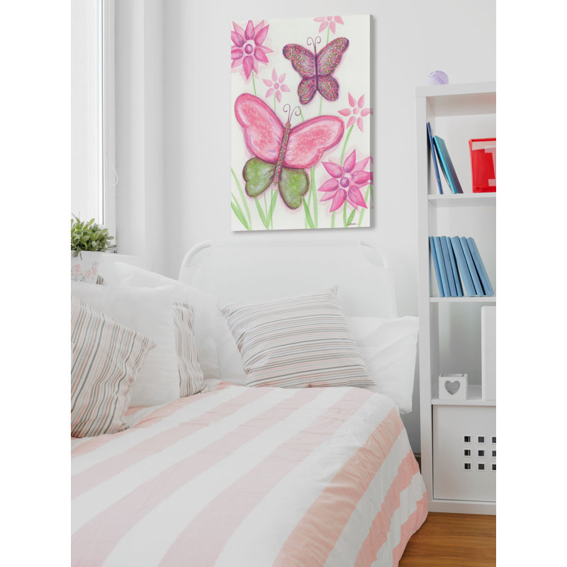 Colorful Butterfly and Floral Canvas Art Print