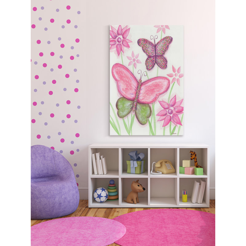 Colorful Butterfly and Floral Canvas Art Print