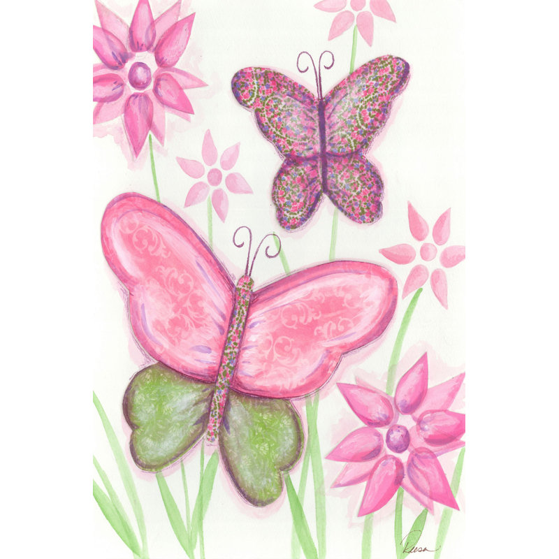 Colorful Butterfly and Floral Canvas Art Print