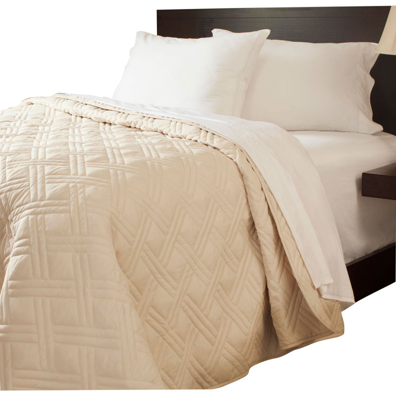 Ivory Microfiber Twin Quilted Coverlet for Adults