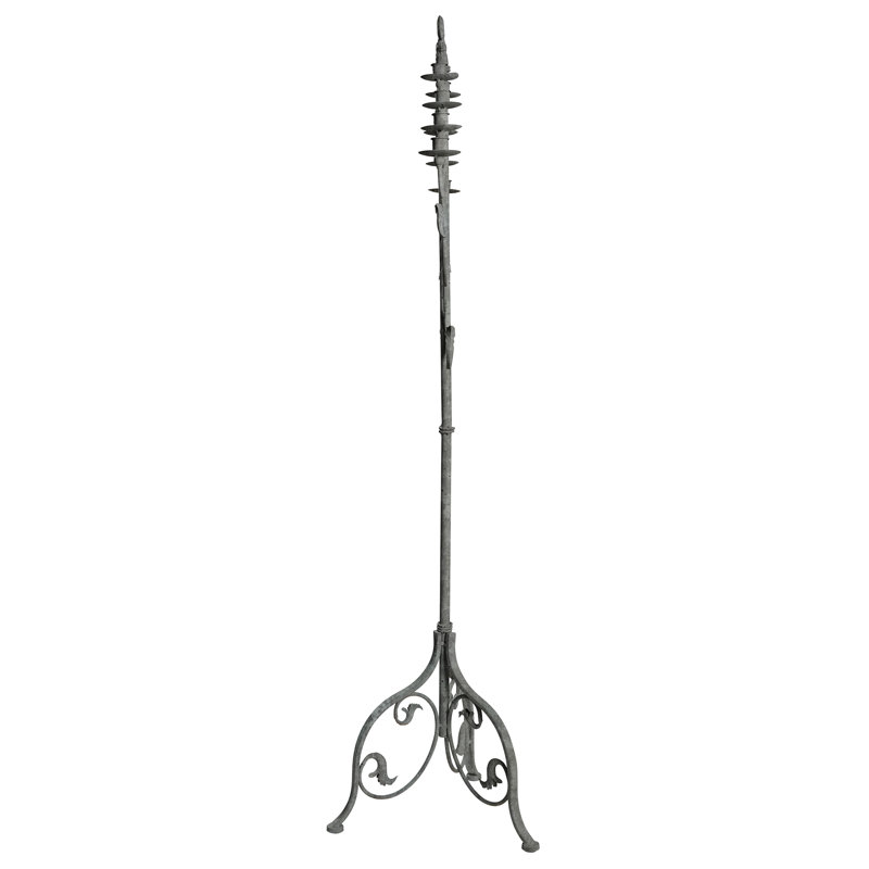 Antique Gothic Gray 74'' Metal Floor Candelabra
